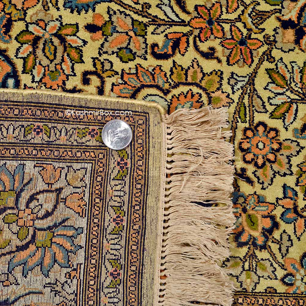 Cream Kashan Silk Carpet - KashmirBox.com