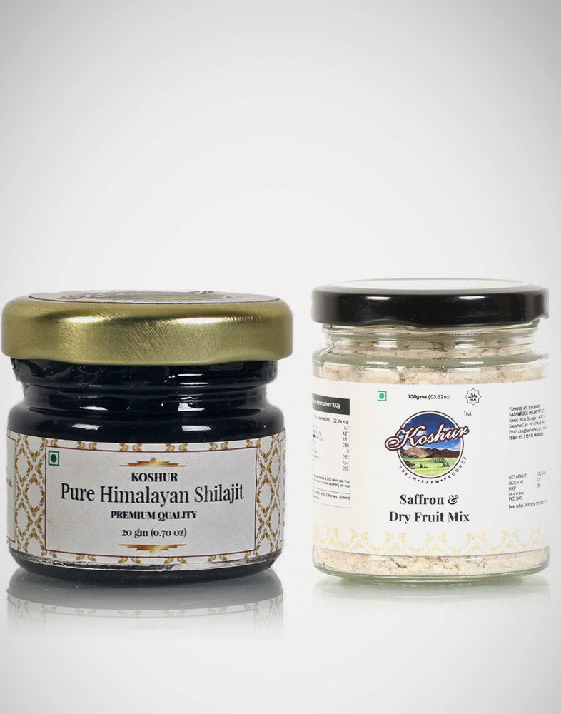 Koshur Dry Fruit And Saffron Mix and Shilajit Combo - Kashmir Box