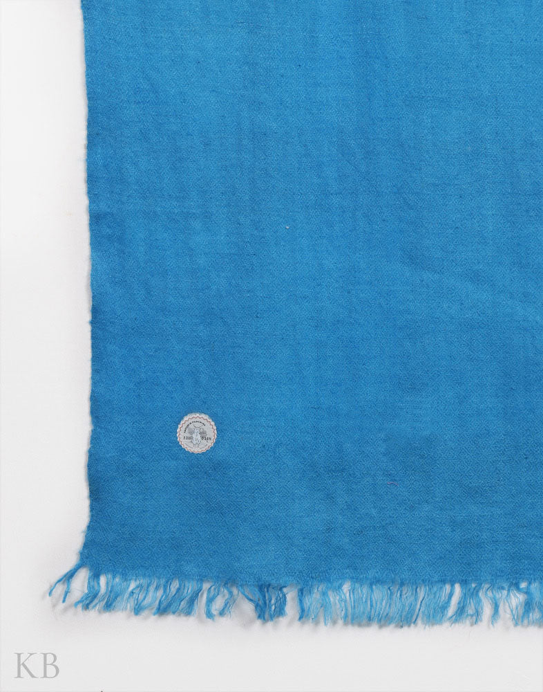 GI Certified Blue Solid Cashmere Pashmina Stole - Kashmir Box