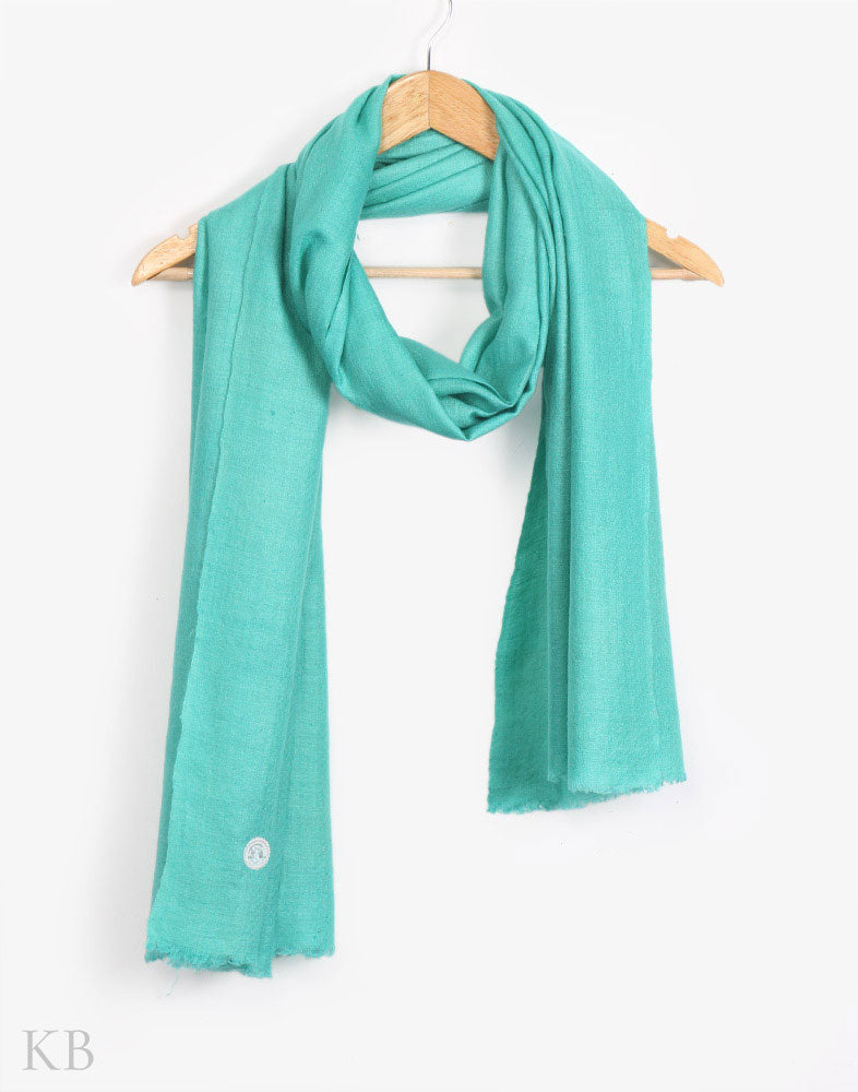 GI Certified Green Solid Cashmere Pashmina Stole - Kashmir Box