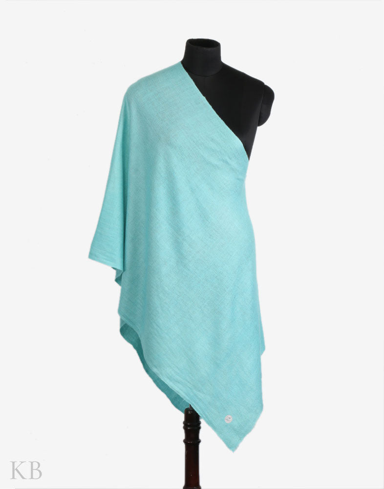 GI Certified Seafoam Solid Cashmere Pashmina Stole - Kashmir Box