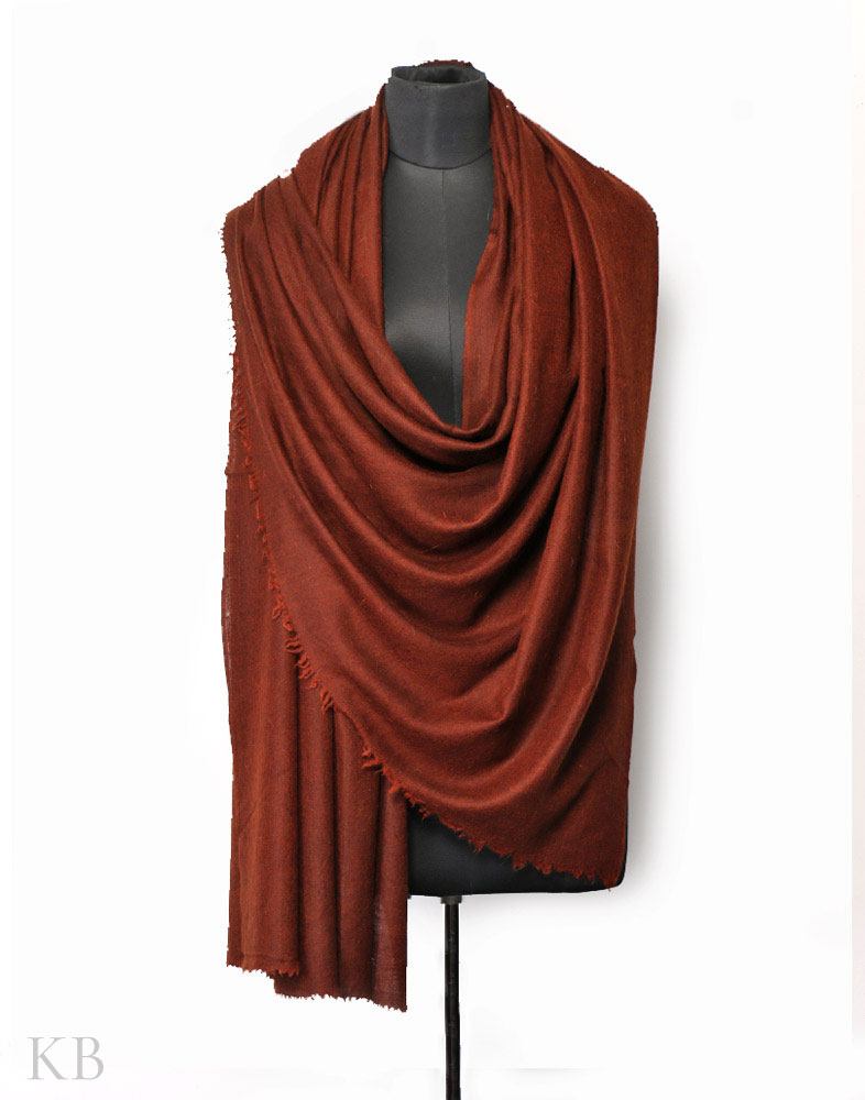 Pecan Brown Plain Cashmere Pashmina Shawl - Kashmir Box