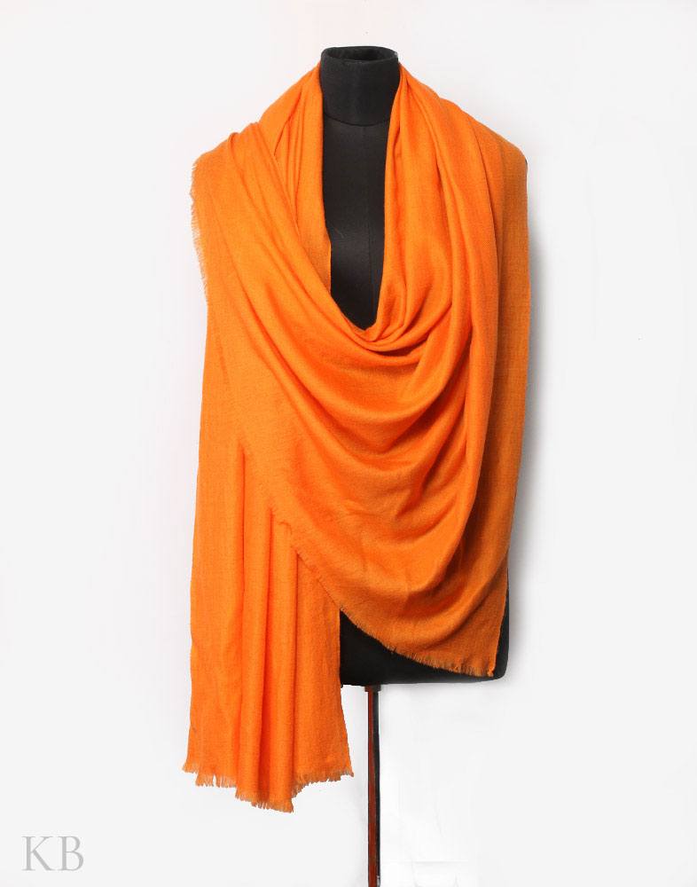 Carrot Orange Plain Cashmere Pashmina Shawl - Kashmir Box