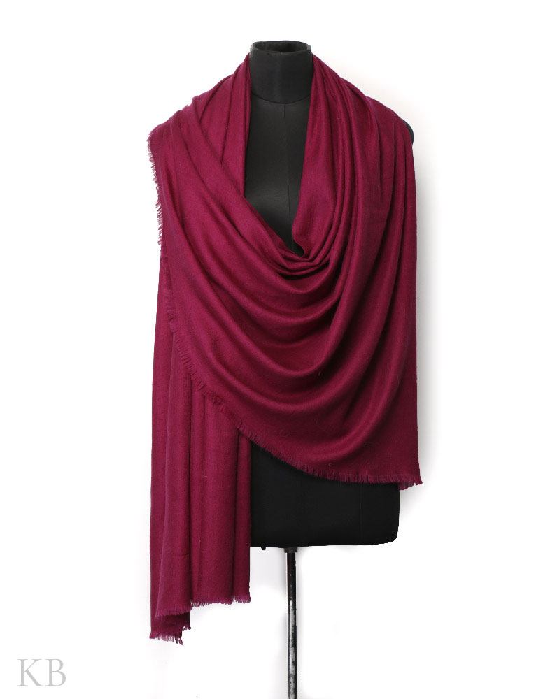 Sangria Purple Plain Cashmere Pashmina Shawl - Kashmir Box